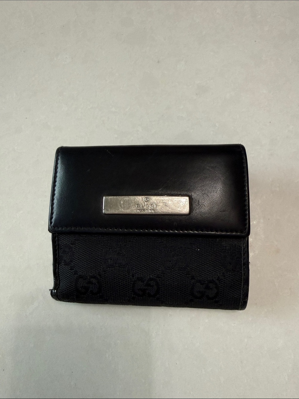 Vintage Gucci Black GG Monogram Canvas Wallet Card Holder Y2K